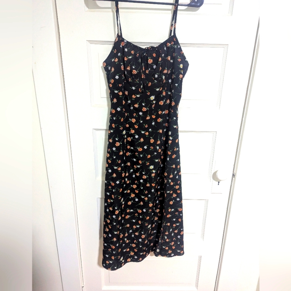 SHEIN Black Floral Midi Dress Size Medium